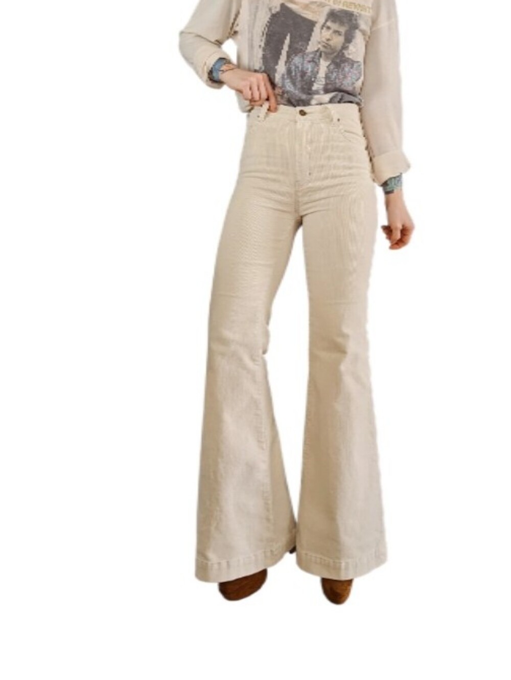 Closed Jeans White High-Waist Corduroy Flared Jeans-NWOT